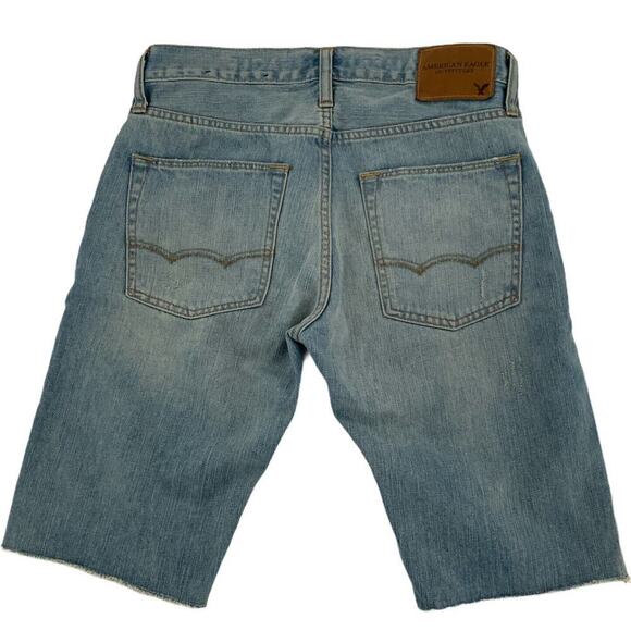 American Eagle Men's Distressed Cut-Off Jean Short Blue Jean Size 28 Denim - Picture 2 of 10